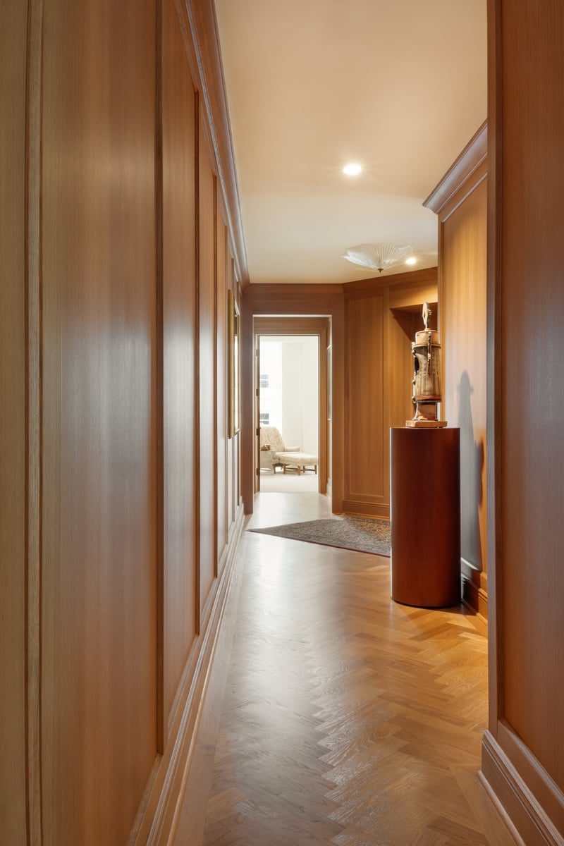 Hallway with Custom Wood Paneling 
