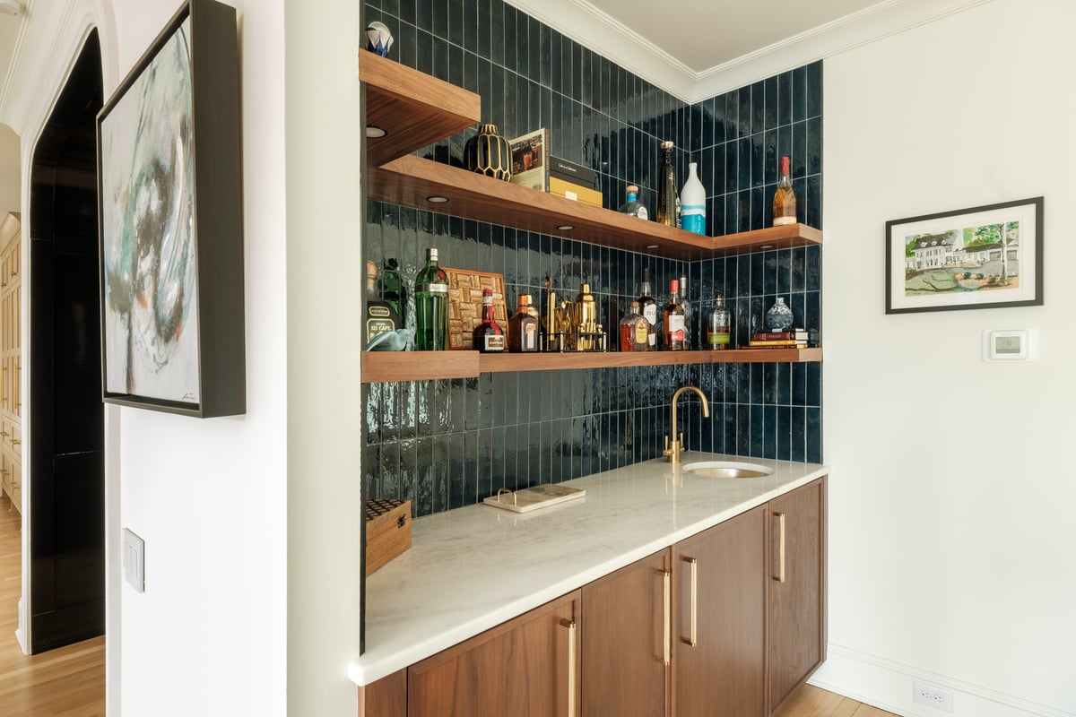 Remodeled home wet bar in High Point, NC by Wolfe Homes