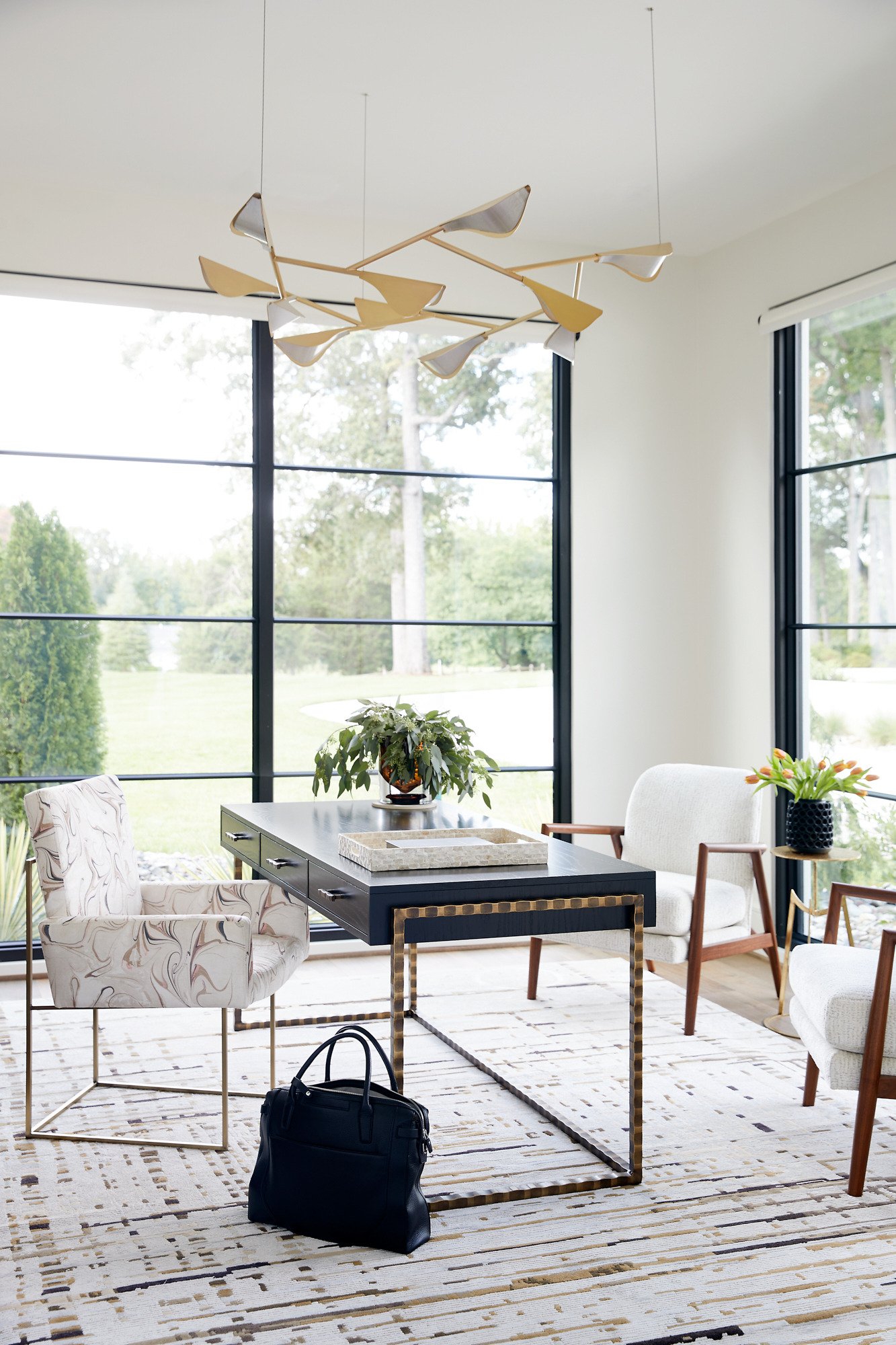Elegant home office with maximum natural light in Greensboro, NC by Wolfe Homes