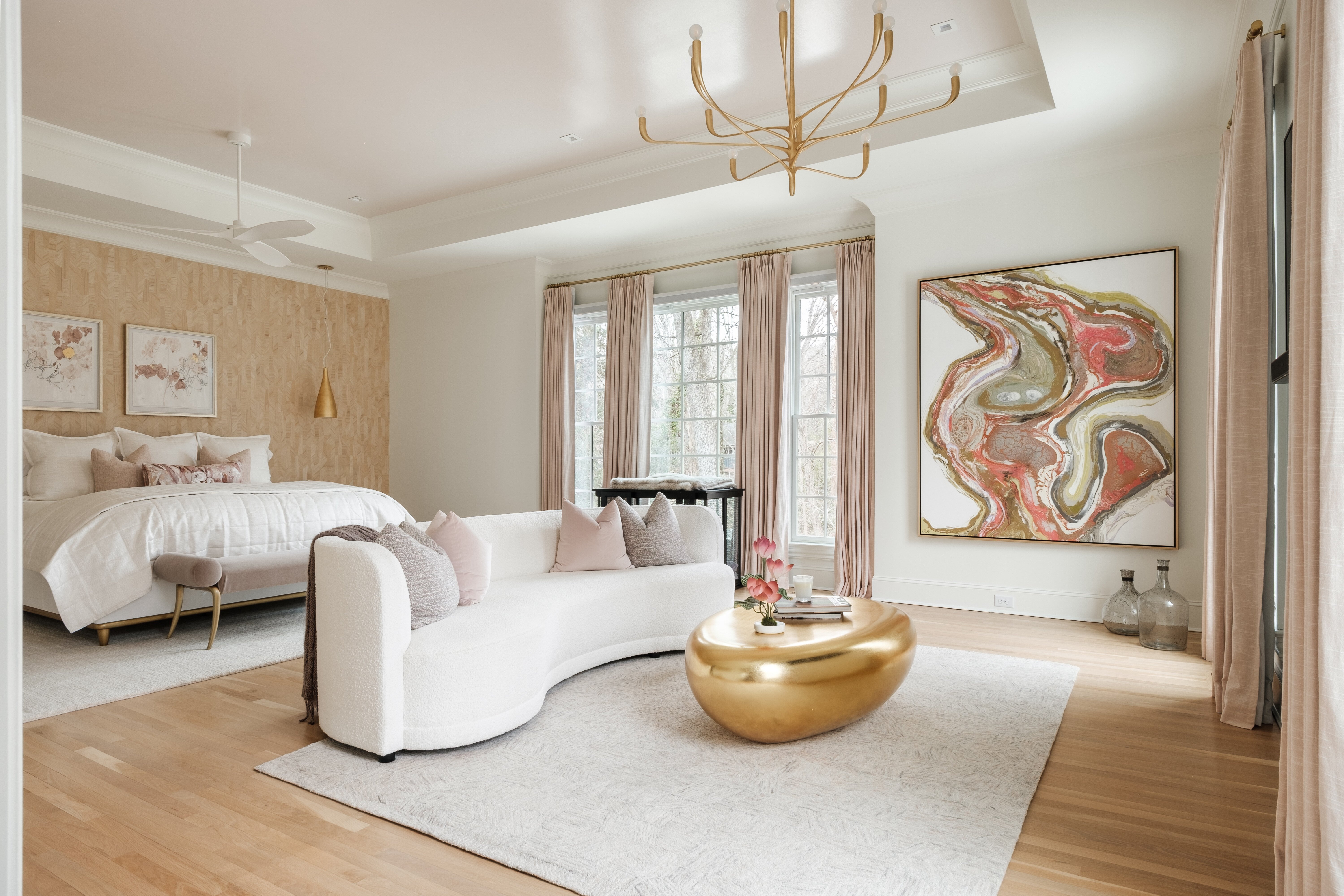 Remodeled elegant primary bedroom in High Point, NC by Wolfe Homes